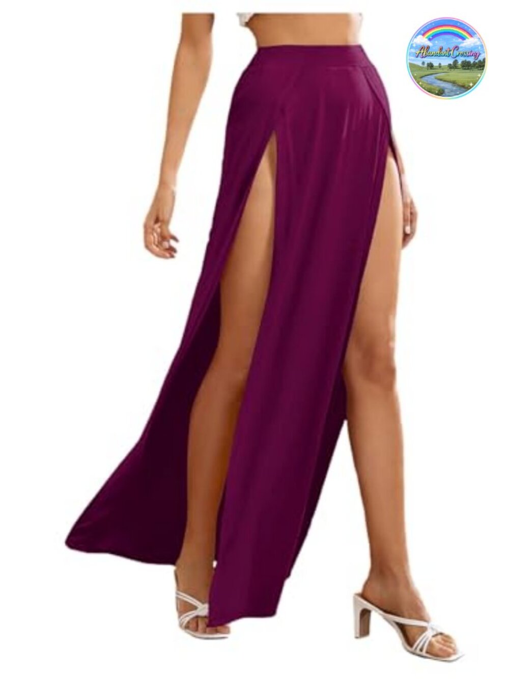 High Waist Maxi Wrap Skirt with High Split Flowy Long